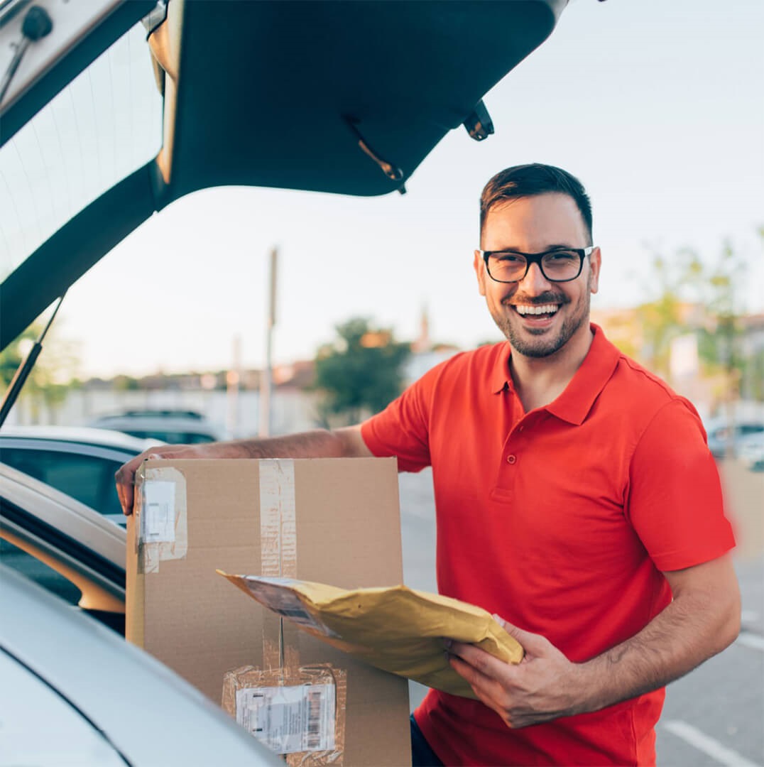 Delivery professional with package